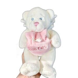Tooth Fairy Bear Pink Fairy Bag White Bear White Fairy Wings 10"Tall Excellent
